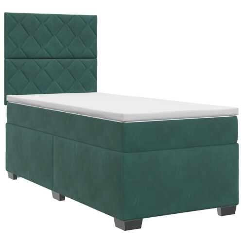 Boxspring krevet s madracem Tamnozelena 100 x 200 cm Baršun - Tamnozelena 100 x 200 cm Dizajn s rombovima Cijena