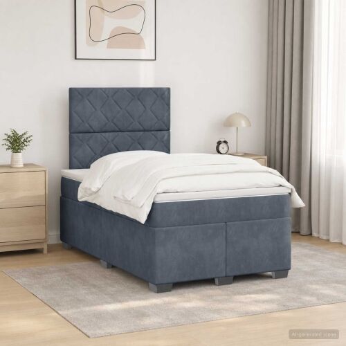 Boxspring krevet s madracem Tamnosiva 120 x 190 cm Baršun - Tamnosiva 120 x 190 cm Dizajn s rombovima Cijena