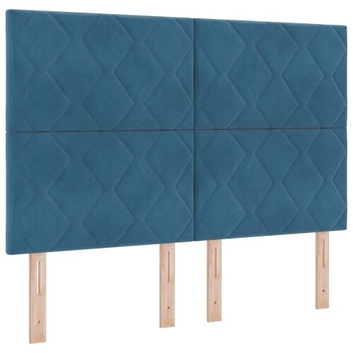 Boxspring krevet s madracem Plava 140 x 190 cm Baršun - Plava 140 x 190 cm Dizajn s rombovima Cijena
