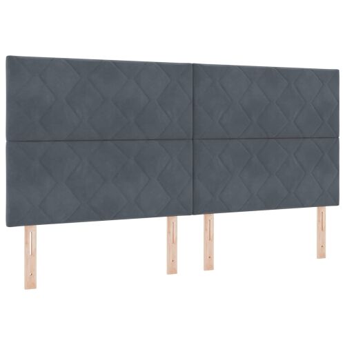 Boxspring krevet s madracem Tamnosiva 200 x 200 cm Baršun - Tamnosiva 200 x 200 cm Dizajn s rombovima Cijena