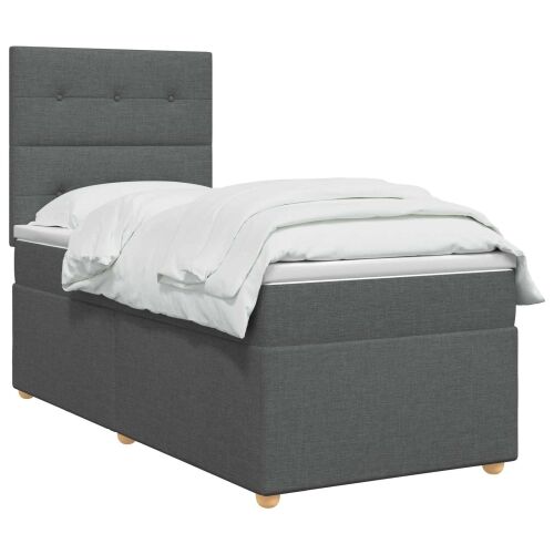 Boxspring krevet s madracem Tamnosiva 90 x 200 cm Tkanina - Tamnosiva 90 x 200 cm Prošiveno gumbima Cijena