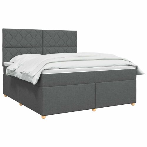 Boxspring krevet s madracem Tamnosiva 140 x 190 cm Tkanina - Tamnosiva 140 x 190 cm Dizajn s rombovima Cijena