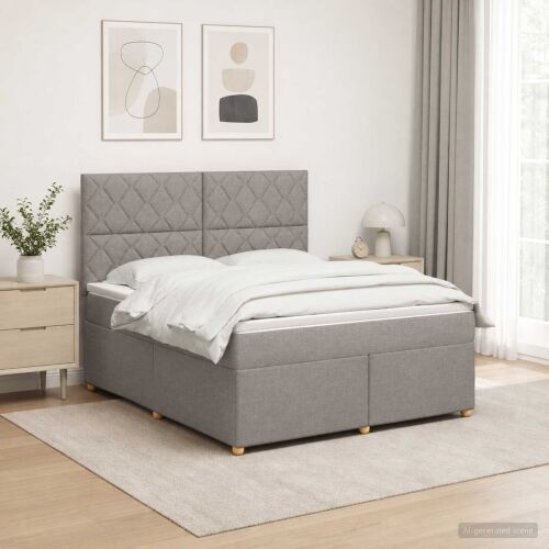 Boxspring krevet s madracem Sivosmeđa 140 x 200 cm Tkanina - Sivosmeđa 140 x 200 cm Dizajn s rombovima Cijena