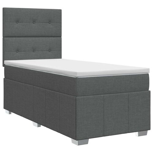 Boxspring krevet s madracem Tamnosiva 90 x 190 cm Tkanina - Tamnosiva 90 x 190 cm Prošiveno gumbima Cijena