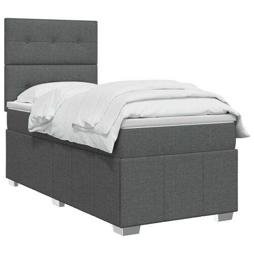 Boxspring krevet s madracem Tamnosiva 90 x 190 cm Tkanina - Tamnosiva 90 x 190 cm Prošiveno gumbima Cijena
