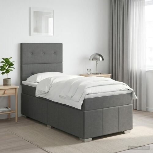 Boxspring krevet s madracem Tamnosiva 90 x 190 cm Tkanina - Tamnosiva 90 x 190 cm Prošiveno gumbima Cijena