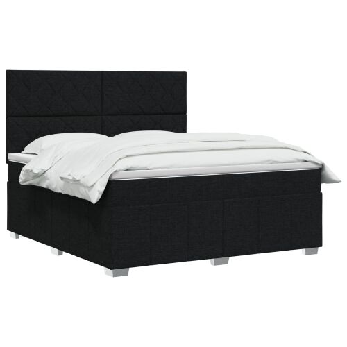 Boxspring krevet s madracem Crna 140 x 200 cm Tkanina - Crna 140 x 200 cm Dizajn s rombovima Cijena