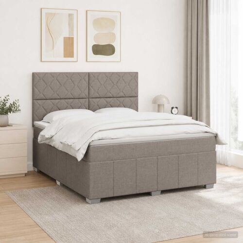 Boxspring krevet s madracem Sivosmeđa 140 x 200 cm Tkanina - Sivosmeđa 140 x 200 cm Dizajn s rombovima Cijena