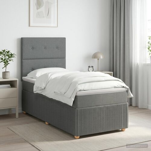 Boxspring krevet s madracem Tamnosiva 90 x 190 cm Tkanina - Tamnosiva 90 x 190 cm Prošiveno gumbima Cijena