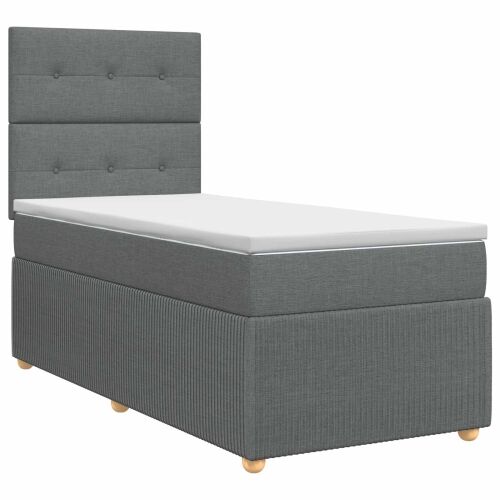 Boxspring krevet s madracem Tamnosiva 90 x 200 cm Tkanina - Tamnosiva 90 x 200 cm Prošiveno gumbima Cijena