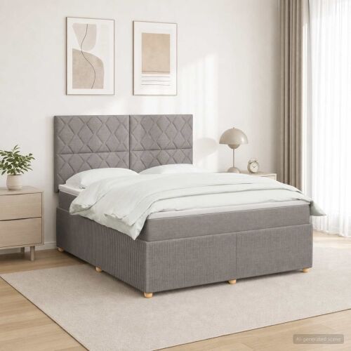Boxspring krevet s madracem Sivosmeđa 140 x 200 cm Tkanina - Sivosmeđa 140 x 200 cm Dizajn s rombovima Cijena