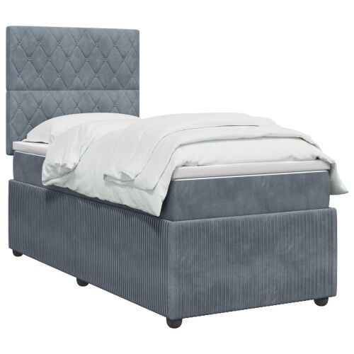 Boxspring krevet s madracem Tamnosiva 100 x 200 cm Baršun - Tamnosiva 100 x 200 cm Dizajn s rombovima Cijena