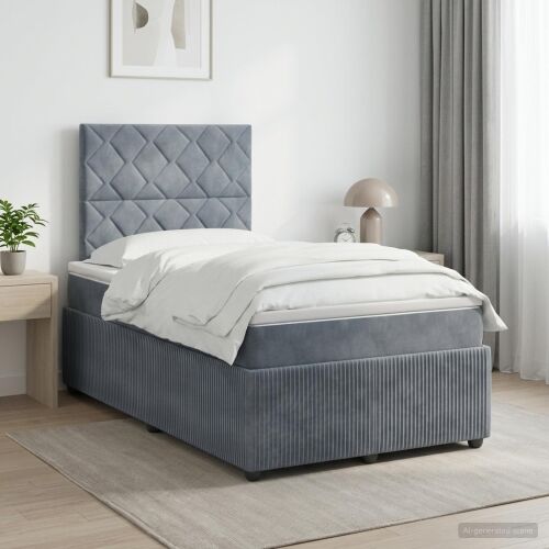 Boxspring krevet s madracem Tamnosiva 120 x 190 cm Baršun - Tamnosiva 120 x 190 cm Dizajn s rombovima Cijena