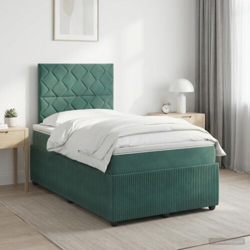 Boxspring krevet s madracem Tamnozelena 120 x 190 cm Baršun - Tamnozelena 120 x 190 cm Dizajn s rombovima Cijena