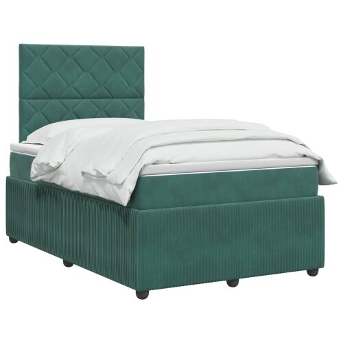 Boxspring krevet s madracem Tamnozelena 120 x 190 cm Baršun - Tamnozelena 120 x 190 cm Dizajn s rombovima Cijena