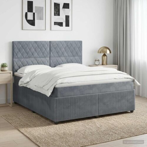 Boxspring krevet s madracem Tamnosiva 140 x 190 cm Baršun - Tamnosiva 140 x 190 cm Kristal s dugmadima Cijena