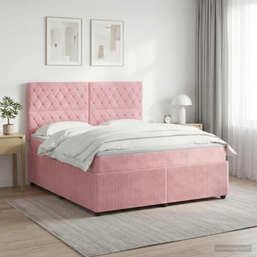 Boxspring krevet s madracem Ružičasta 140 x 190 cm Baršun - Ružičasta 140 x 190 cm Kristal s dugmadima Cijena