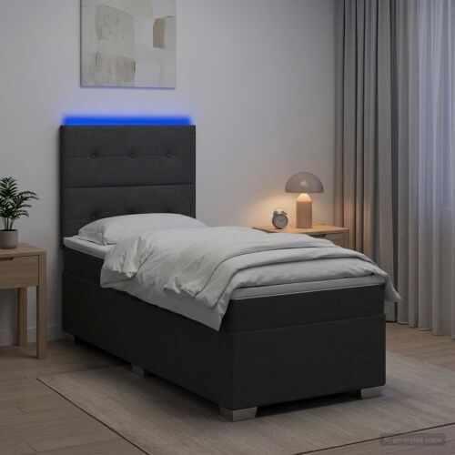 Boxspring krevet s madracem Tamnosiva 90 x 190 cm Tkanina - Tamnosiva 90 x 190 cm Prošiveno gumbima Cijena