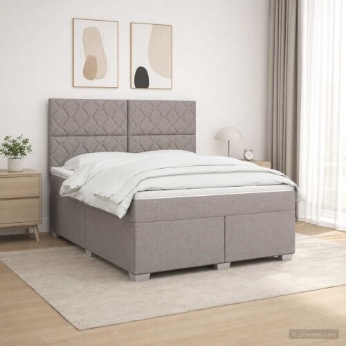 Boxspring krevet s madracem Sivosmeđa 140 x 190 cm Tkanina - Sivosmeđa 140 x 190 cm Dizajn s rombovima Cijena
