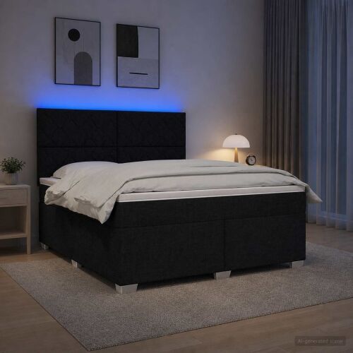 Boxspring krevet s madracem Crna 140 x 200 cm Tkanina - Crna 140 x 200 cm Dizajn s rombovima Cijena