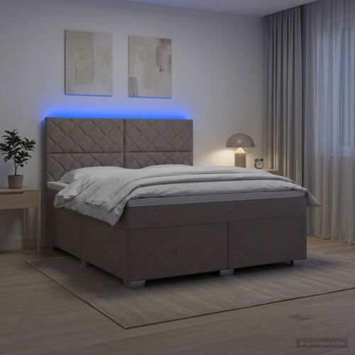 Boxspring krevet s madracem Sivosmeđa 140 x 200 cm Tkanina - Sivosmeđa 140 x 200 cm Dizajn s rombovima Cijena