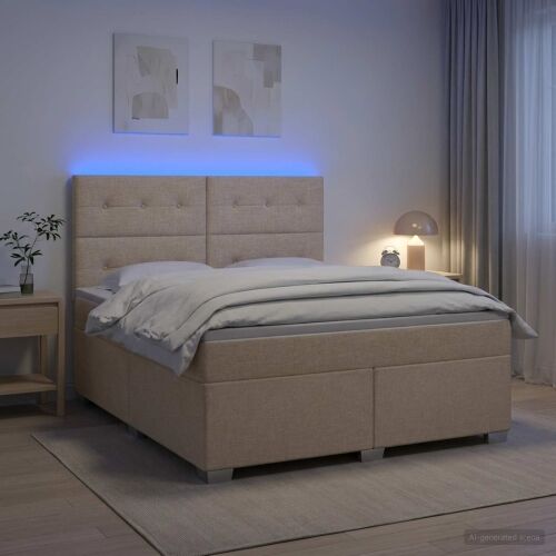 Boxspring krevet s madracem Krem 160 x 200 cm Tkanina - Krem 160 x 200 cm Prošiveno gumbima Cijena