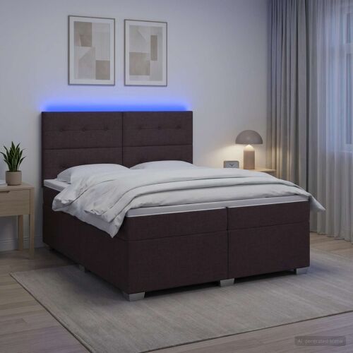Boxspring krevet s madracem Tamno smeđa 200 x 200 cm Tkanina - Tamno smeđa 200 x 200 cm Prošiveno gumbima Cijena
