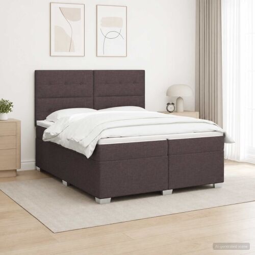 Boxspring krevet s madracem Tamno smeđa 200 x 200 cm Tkanina - Tamno smeđa 200 x 200 cm Prošiveno gumbima Cijena