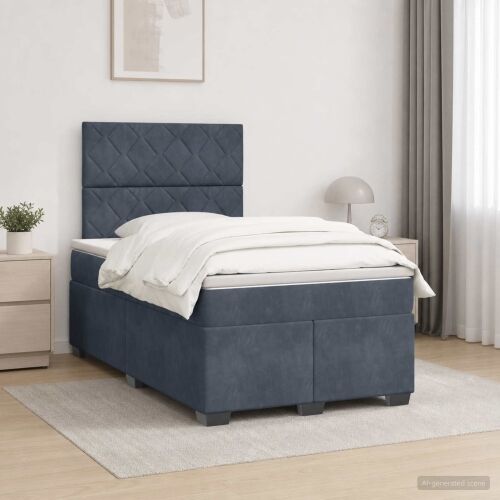 Boxspring krevet s madracem Tamnosiva 120 x 190 cm Baršun - Tamnosiva 120 x 190 cm Dizajn s rombovima Cijena