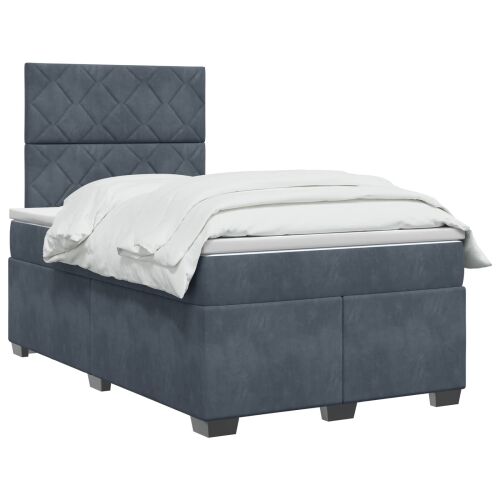 Boxspring krevet s madracem Tamnosiva 120 x 190 cm Baršun - Tamnosiva 120 x 190 cm Dizajn s rombovima Cijena