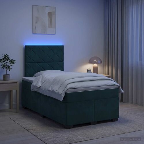 Boxspring krevet s madracem Tamnozelena 120 x 200 cm Baršun - Tamnozelena 120 x 200 cm Dizajn s rombovima Cijena