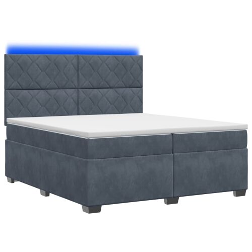 Boxspring krevet s madracem Tamnosiva 200 x 200 cm Baršun - Tamnosiva 200 x 200 cm Dizajn s rombovima Cijena