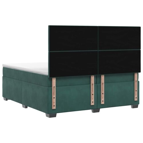 Boxspring krevet s madracem Tamnozelena 200 x 200 cm Baršun - Tamnozelena 200 x 200 cm Dizajn s rombovima Cijena