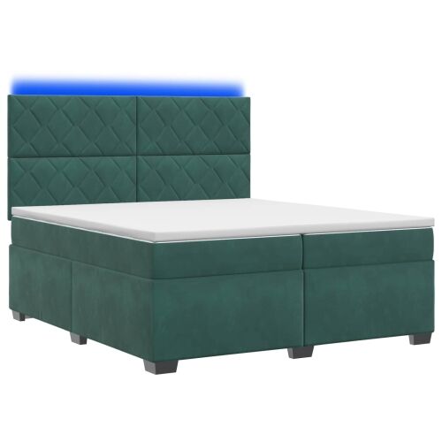 Boxspring krevet s madracem Tamnozelena 200 x 200 cm Baršun - Tamnozelena 200 x 200 cm Dizajn s rombovima Cijena