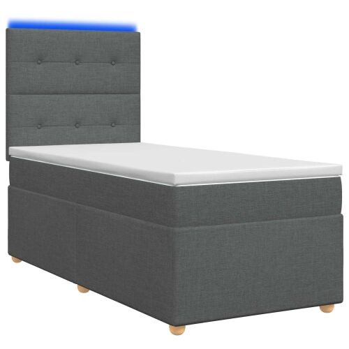 Boxspring krevet s madracem Tamnosiva 90 x 190 cm Tkanina - Tamnosiva 90 x 190 cm Prošiveno gumbima Cijena