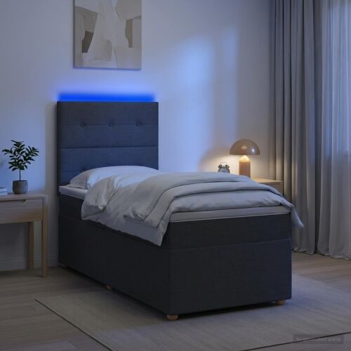 Boxspring krevet s madracem Tamnosiva 90 x 200 cm Tkanina - Tamnosiva 90 x 200 cm Prošiveno gumbima Cijena