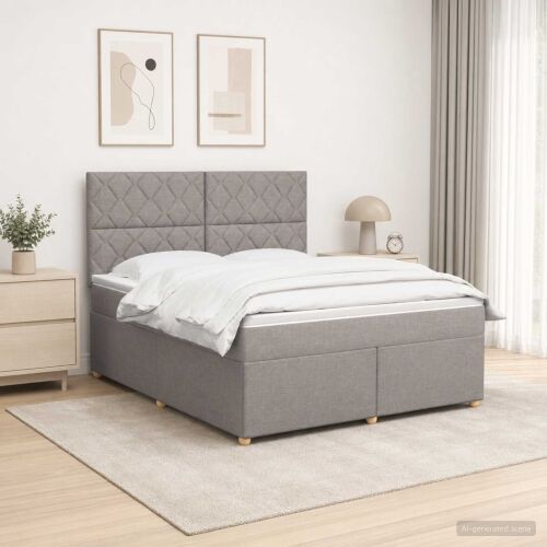 Boxspring krevet s madracem Sivosmeđa 140 x 200 cm Tkanina - Sivosmeđa 140 x 200 cm Dizajn s rombovima Cijena