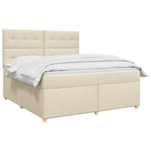 Boxspring krevet s madracem Krem 160 x 200 cm Tkanina - Krem 160 x 200 cm Prošiveno gumbima Cijena