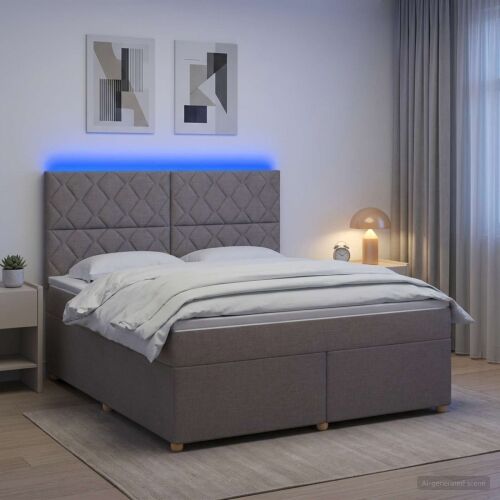 Boxspring krevet s madracem Sivosmeđa 160 x 200 cm Tkanina - Sivosmeđa 160 x 200 cm Dizajn s rombovima Cijena