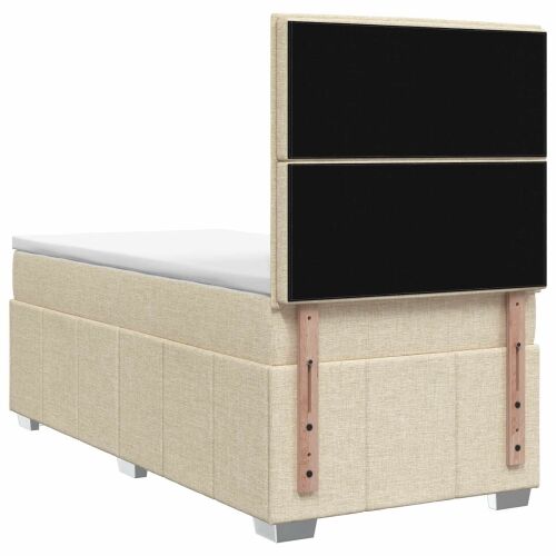 LED okvir za krevet s madracem Krem 80 x 200 cm Tkanina - Krem 80 x 200 cm Dizajn s rombovima Cijena