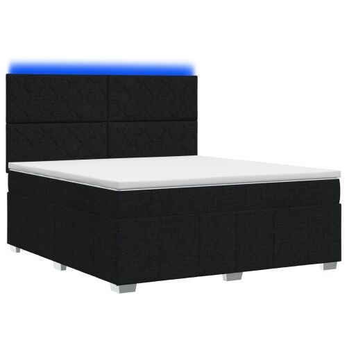 LED okvir za krevet s madracem Crna 140 x 190 cm Tkanina - Crna 140 x 190 cm Dizajn s rombovima Cijena