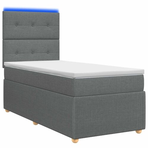 LED okvir za krevet s madracem Tamnosiva 90 x 190 cm Tkanina - Tamnosiva 90 x 190 cm Prošiveno gumbima Cijena