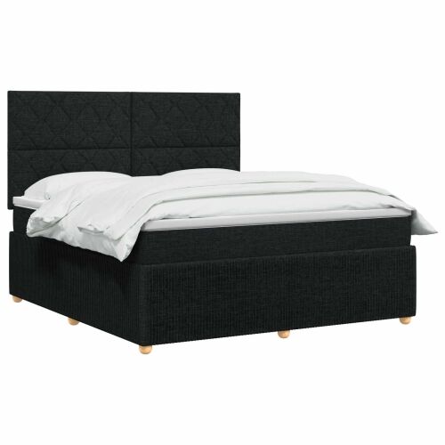 LED okvir za krevet s madracem Crna 140 x 190 cm Tkanina - Crna 140 x 190 cm Dizajn s rombovima Cijena
