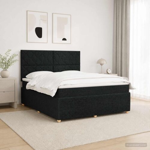 LED okvir za krevet s madracem Crna 140 x 190 cm Tkanina - Crna 140 x 190 cm Dizajn s rombovima Cijena