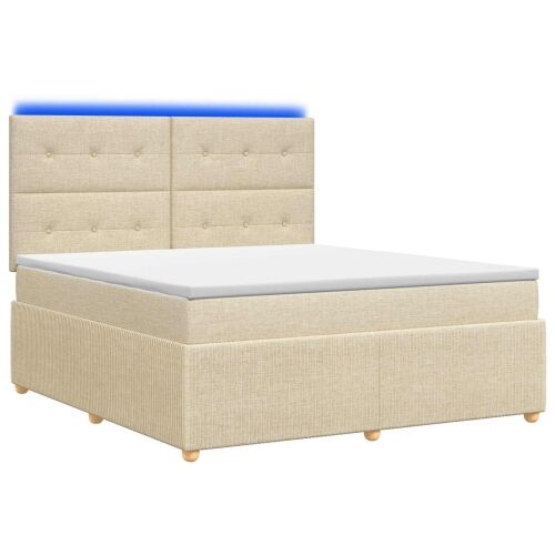 LED okvir za krevet s madracem Krem 160 x 200 cm Tkanina - Krem 160 x 200 cm Prošiveno gumbima Cijena