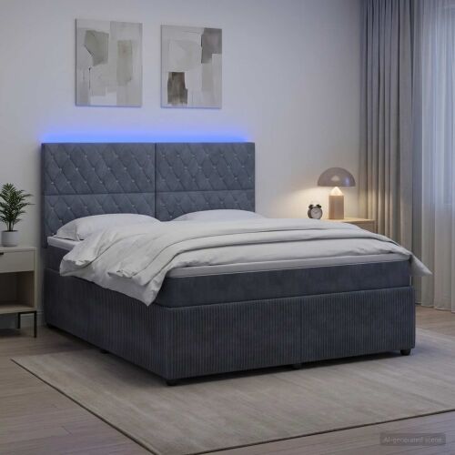 LED okvir za krevet s madracem Tamnosiva 140 x 190 cm Baršun - Tamnosiva 140 x 190 cm Kristal s dugmadima Cijena