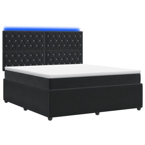 LED okvir za krevet s madracem Crna 140 x 200 cm Baršun - Crna 140 x 200 cm Kristal s dugmadima Cijena