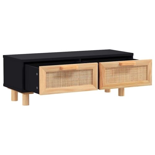 Stolić za kavu crni 80x40x30 cm konstruirano drvo i borovina - Crna 1 Crna Cijena