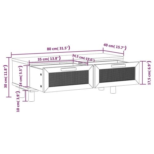 Stolić za kavu crni 80x40x30 cm konstruirano drvo i borovina - Crna 1 Crna Cijena