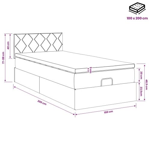 Podesivi krevet s madracem Svjetlosiva 100 x 200 cm Tkanina - Svjetlosiva 100 x 200 cm Dizajn s rombovima Cijena